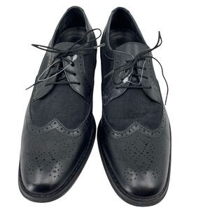 Vionic Mens 505 Roth Derby Dress Shoes Black Almond Toe Lace Up Wingtip 9